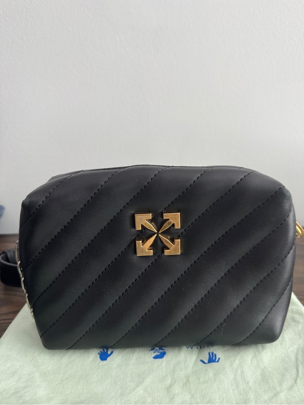 Off-White Black Quilted Crossbody with Gold Arrow Logo - Picture 3 of 10